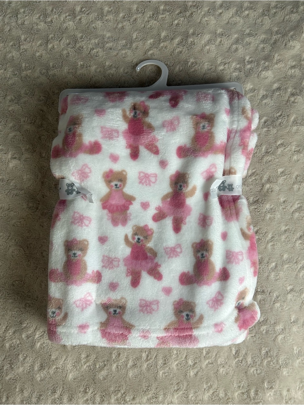 Cribmates Ballerina Teddy Bear Baby Blanket Pink White Hearts Bows Dance Tutu